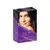 Caixa de tinta para cabelo Essenziale Alphaline, tonalizante em creme. A embalagem é uma caixa retangular de cor roxa escura com detalhes em branco. Na frente, há uma imagem de uma modelo com cabelos pretos. O texto na caixa indica que é o tom 1.0 Preto