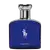 Frasco de perfume da marca Ralph Lauren, com design elegante e sofisticado. Embalagem azul escuro com logotipo da marca em prata. Rótulo indica "Eau de Parfum" em destaque.